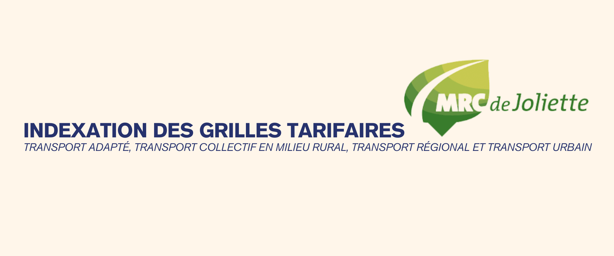 INDEXATION DES GRILLES TARIFAIRES – MRC DE JOLIETTE