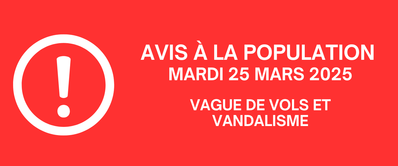 🚨AVIS À LA POPULATION – APPEL À LA VIGILANCE !🚨