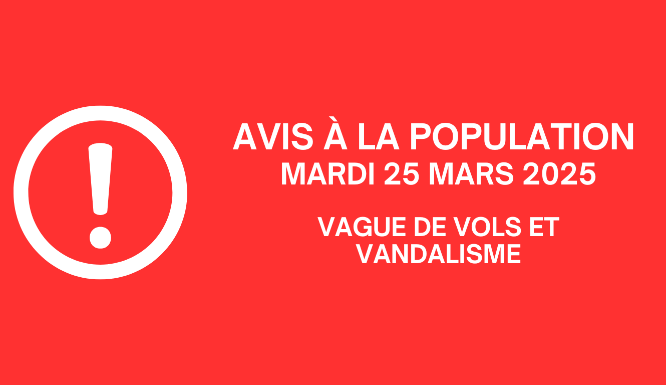 🚨AVIS À LA POPULATION – APPEL À LA VIGILANCE !🚨